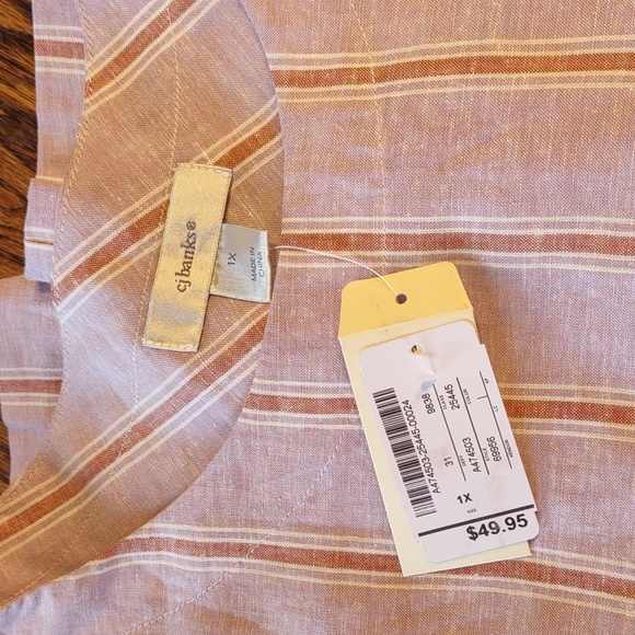 CJ Banks | Yarn Dyed Button Back Round Neck Top Sz 1X NWT - Picture 5 of 5